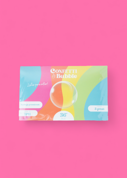 Confetti Bubble 36” PREESTIRADA / paq 3 piezas