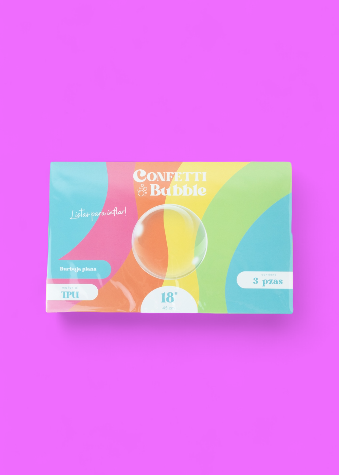 Confetti Bubble 18” PLANA / paq 3 piezas